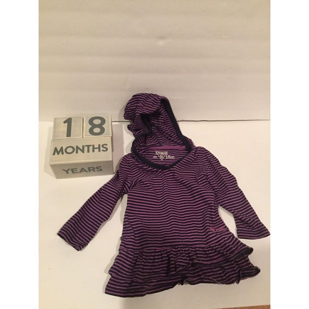 Osh Kosh Baby Girl Tunic Top Sz 18 Months Ruffle Stripe Baby Purple
